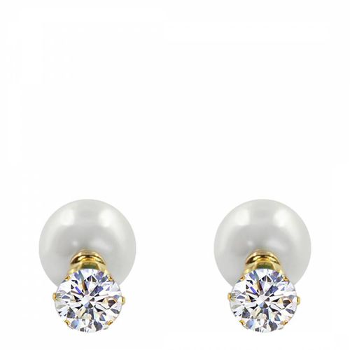 K Gold Cz & Pearl Double Earrings - Chloe Collection by Liv Oliver - Modalova