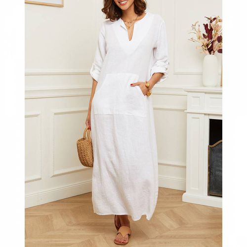 White Pocket Linen Maxi Dress - LE MONDE DU LIN - Modalova