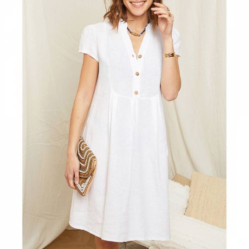 White Button Linen Mini Dress - LE MONDE DU LIN - Modalova