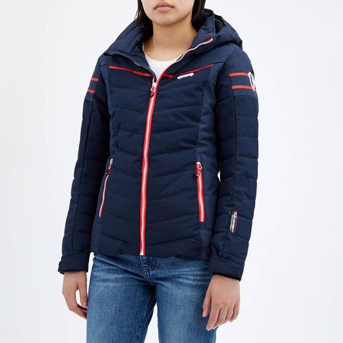 Navy Removable Hooded Parka - Geographical Norway - Modalova