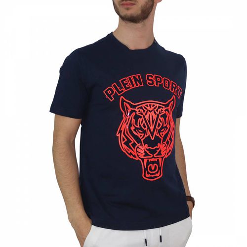 Navy/Red Logo Print T-Shirt - Philipp Plein - Modalova