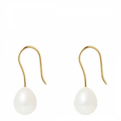 White Pearl Gold Hanging Earrings - Mitzuko - Modalova