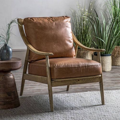 Austell Armchair Brown Leather - Gallery Living - Modalova