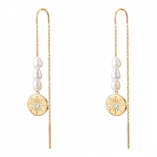 Gold Drop Pearl Earrings - Perldor - Modalova