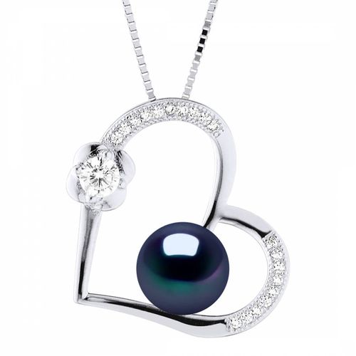 Silver Black Pearl Heart Pendant Necklace - Atelier Pearls - Modalova