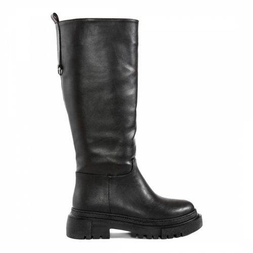 Black Faux Leather Knee High Boots - Bluetag - Modalova