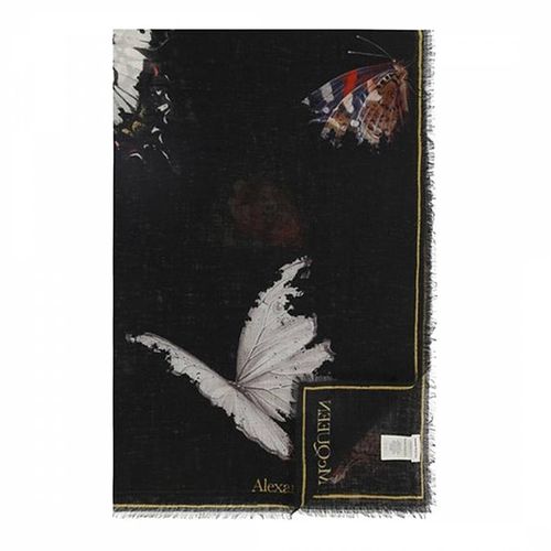 Black Cotton/Silk Patterned Scarf - Alexander McQueen - Modalova