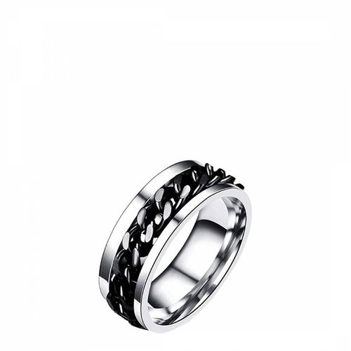 Black And Silver Two Tone Band Ring - Stephen Oliver - Modalova