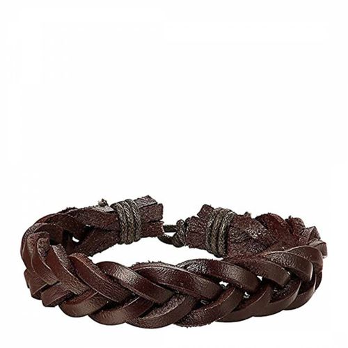 Brown Leather Woven Bracelet - Stephen Oliver - Modalova