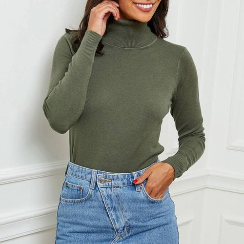 Khaki Roll Neck Cashmere Blend Jumper - SOFT CASHMERE - Modalova