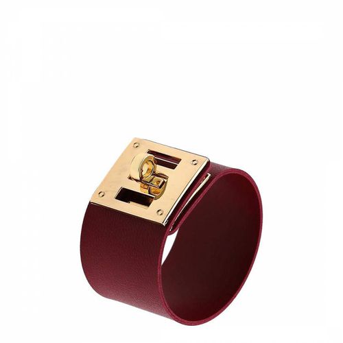 K Gold Red Leather Lock Bracelet - Chloe Collection by Liv Oliver - Modalova