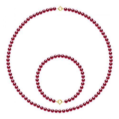 Red Pearl Necklace And Bracelet Set - Atelier Pearls - Modalova