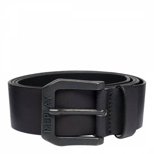 Black Brushed Leather Belt - Replay - Modalova