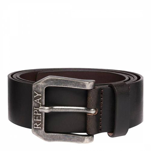 Black Brown Brushed Leather Belt - Replay - Modalova
