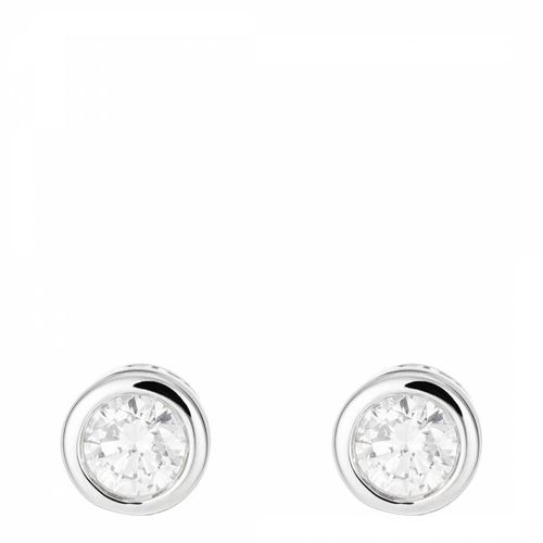 Silver Diamond Push Back Stud Earrings - MUSE - Modalova
