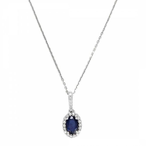 Diamond Embellished Oval Pendant Necklace - MUSE - Modalova