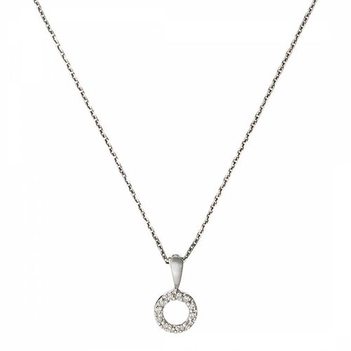 Silver Diamond Embellished Circle Pendant Necklace - MUSE - Modalova