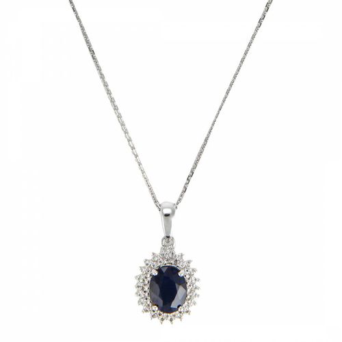 Silver Diamond Embellished Pendant Necklace - Le Diamantaire - Modalova