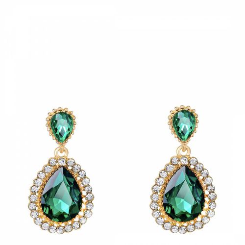 K Gold & Green Embellished Pear Drop Earrings - Liv Oliver - Modalova