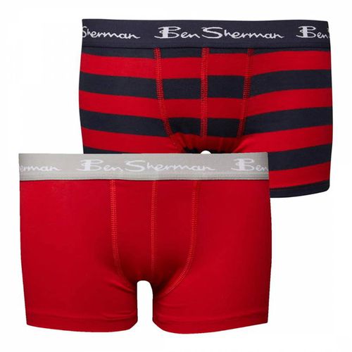 Red Stripe and Solid 2 Pair Boxers - Ben Sherman - Modalova
