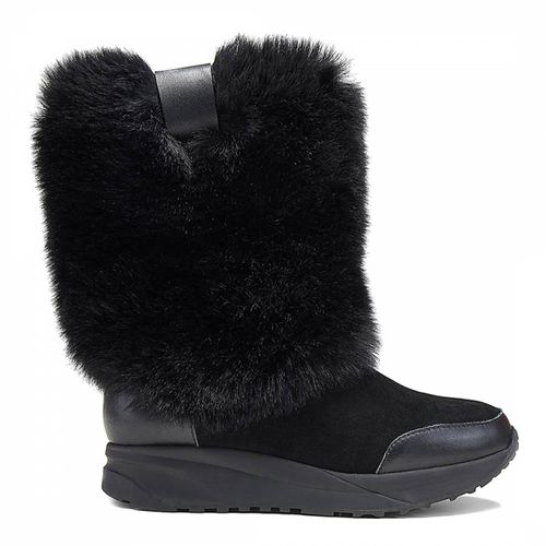 Black Faux Fur Zhinu Ankle Boots - Australia Luxe Collective - Modalova