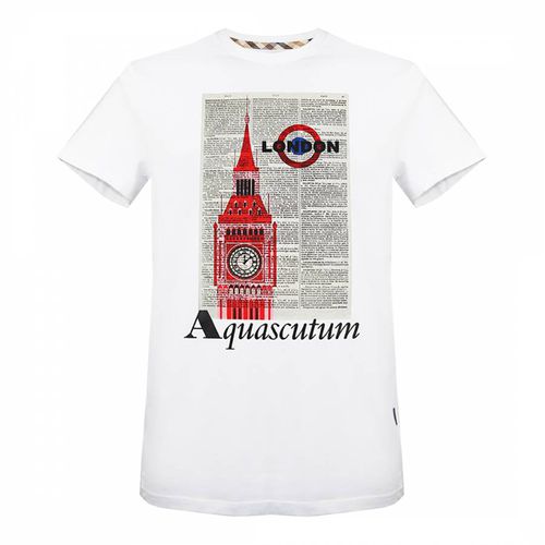 White London Logo Cotton T-Shirt - Aquascutum - Modalova