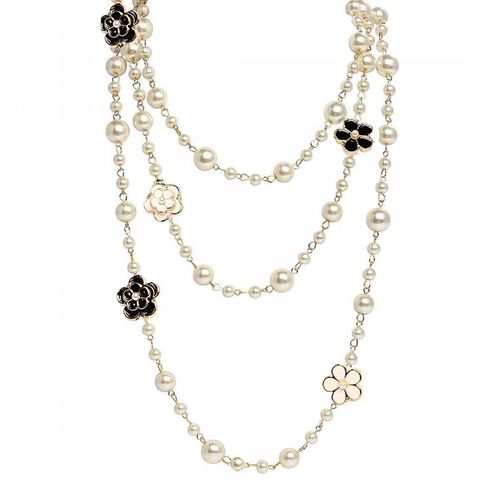 K Gold Endless Floral Reversible & Pearl Necklace - Chloe Collection by Liv Oliver - Modalova