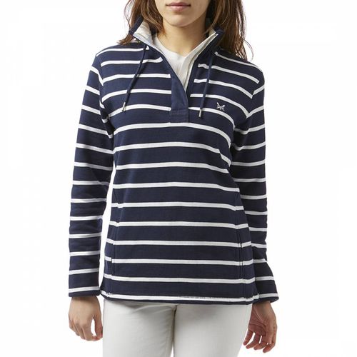 White Striped Cotton Toggle Sweatshirt - Crew Clothing - Modalova