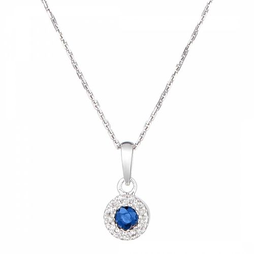 Silver 'Precious Sapphire' Blue Diamond Pendant Drop Necklace - Le Diamantaire - Modalova