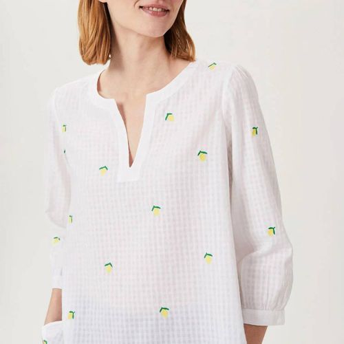 White Gerrie V-Neck Cotton Top - Hobbs London - Modalova