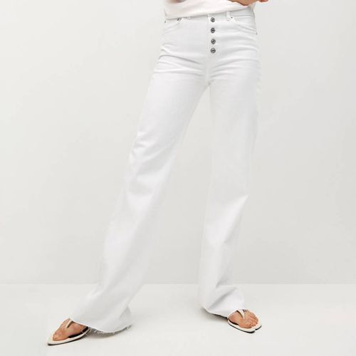 White Wide Leg High Waist Jeans - Mango - Modalova
