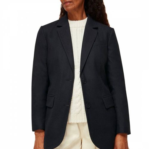 Navy Statement Wool Blend Blazer - WHISTLES - Modalova