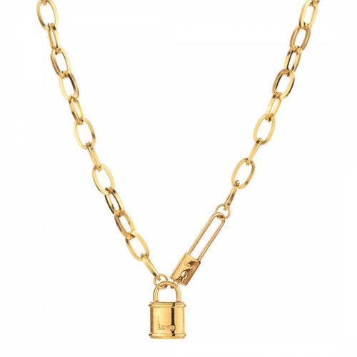 Lock Pendant Necklace With Swarovski Crystals - Ma Petite Amie - Modalova