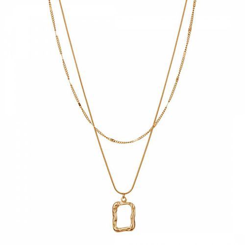 Layered Necklace With Square Pendant And Swarovski Crystals - Ma Petite Amie - Modalova