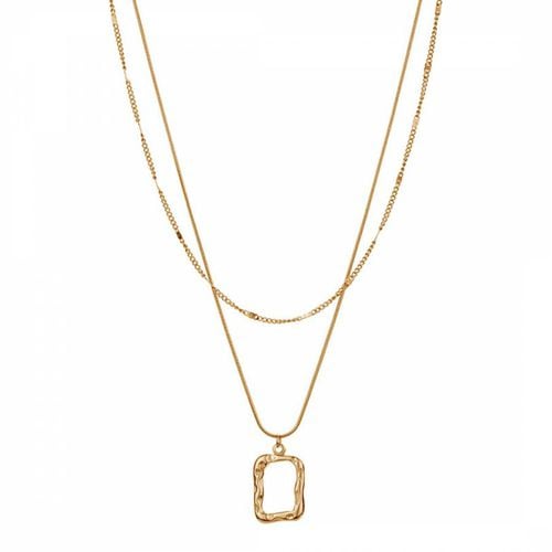 Layered Necklace With Square Pendant And Swarovski Crystals - Ma Petite Amie - Modalova