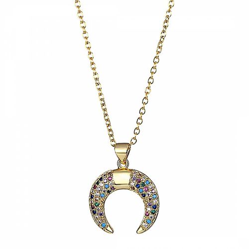 K Half Moon Embelished Necklace - Chloe Collection by Liv Oliver - Modalova