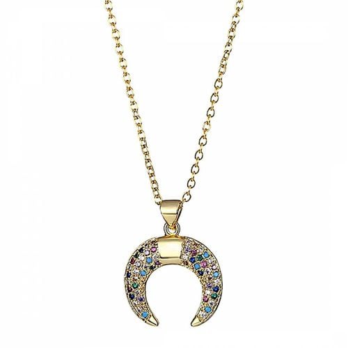 K Half Moon Embelished Necklace - Chloe Collection by Liv Oliver - Modalova