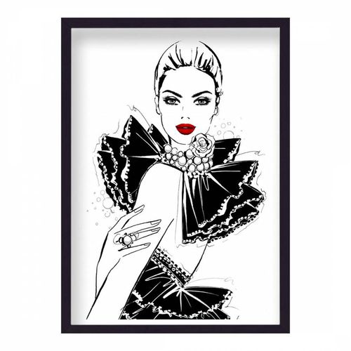 Chanel Black Rose Choker Framed Print - Megan Hess - Modalova