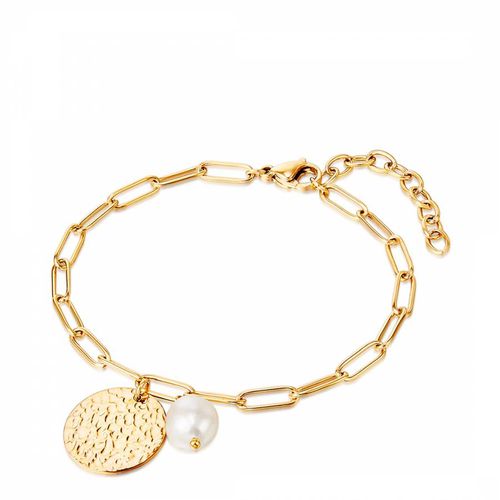 Gold Chain Pearl Pendant Bracelet - Kaimana - Modalova