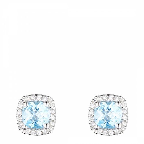 Silver Blue Topaz Diamond Earrings - MUSE - Modalova