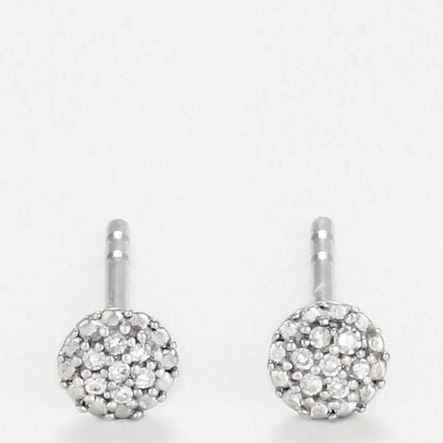 Silver Round Stud Diamond Earrings - Diamantini - Modalova