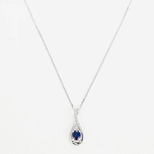 Silver Blue Teardrop Diamond Pendant Necklace - Le Diamantaire - Modalova