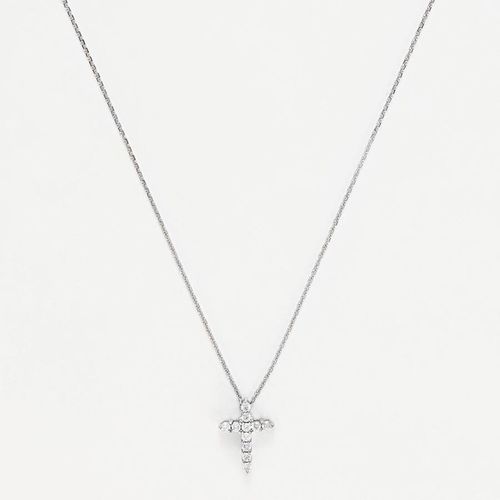 Silver Cross Diamond Pendant Necklace - Le Diamantaire - Modalova