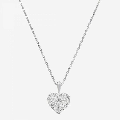 Silver Heart Diamond Pendant Necklace - Le Diamantaire - Modalova