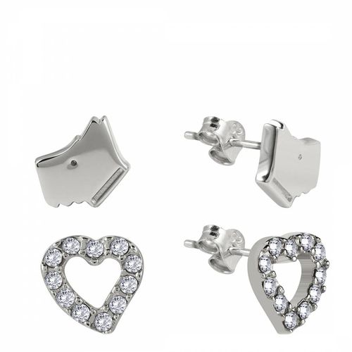 Sterling Dog and Stone Set Heart Twin Pack Earrings - Radley - Modalova