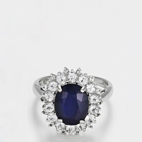 Silver Sapphire Diamond Ring - MUSE - Modalova