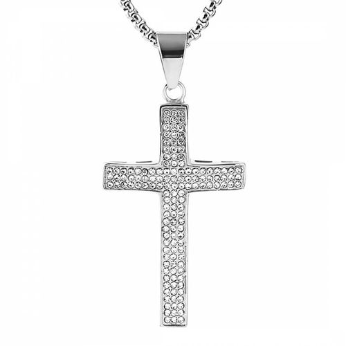 Silver Cross Cz Necklace - Stephen Oliver - Modalova