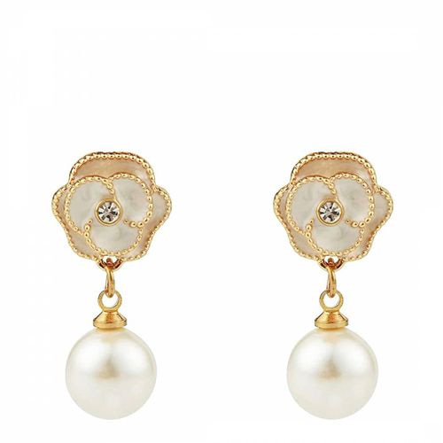K Rose And Pearl Drop Earrings - Chloe Collection by Liv Oliver - Modalova