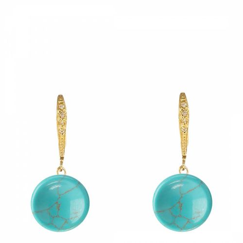 K Gold Turquoise Drop Pave Earrings - Liv Oliver - Modalova
