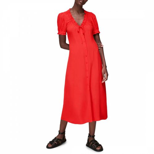 Red Ada Ruched Detail Midi Dress - WHISTLES - Modalova